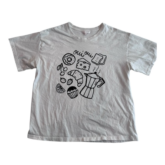Gianni Bini Tops - Gianni Bini White Graphic “Oui Oui” Brunch T-Shirt